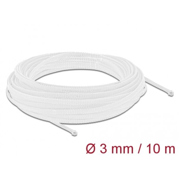 DeLOCK Braided Sleeve stretchable 10 m x 3 mm white