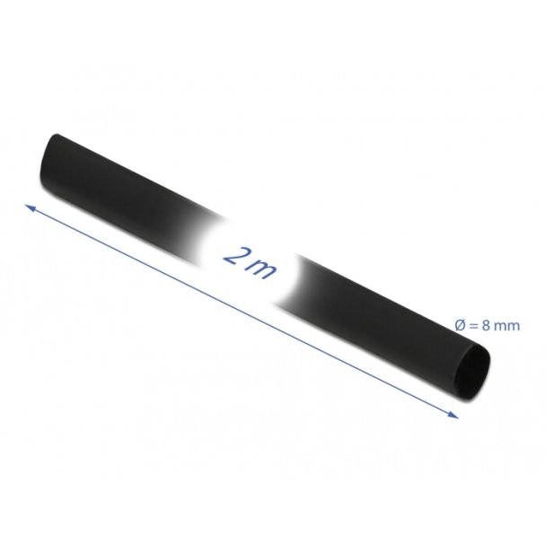 DeLOCK Tubo termorestringente da 2 m x 8 mm Rapporto di restringimento 4:1 nero