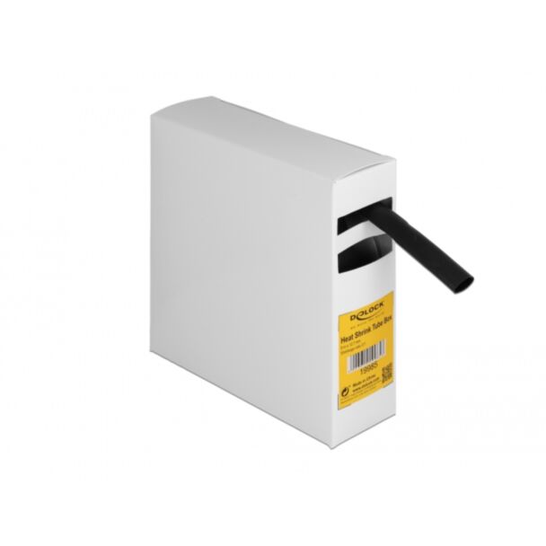 DeLOCK Scatola di per tubi termorestringenti con adesivo interno, rapporto di restringimento 3:1, 5 mm x 12,7 m nera