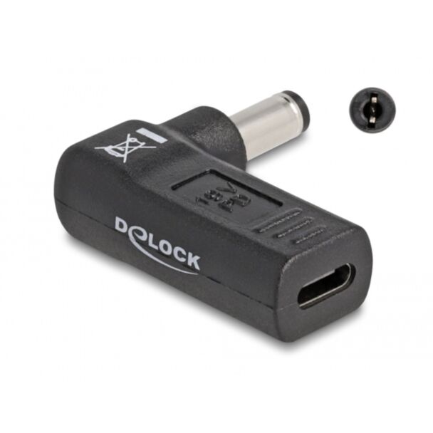 DeLOCK Adattatore per portatile Cavo di ricarica USB Type-C femmina per 5,5 x 2,1 mm maschio 90° angolato