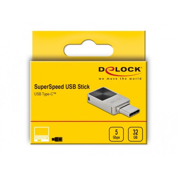DeLOCK Mini Chiavetta USB 5 Gbps USB-C da 32 GB - Alloggiamento in metallo