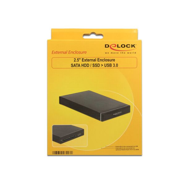DeLOCK 47226 contenitore di unità di archiviazione Box esterno HDD/SSD Nero 2.5"