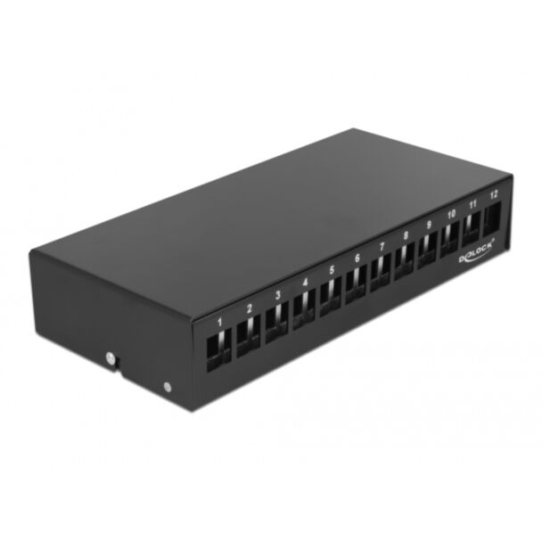 DeLOCK Pannello patch keystone a 12 porte nero
