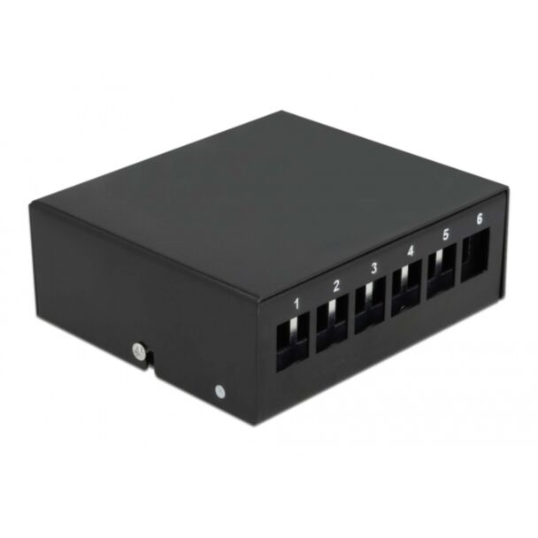 DeLOCK Pannello patch keystone a 6 porte nero