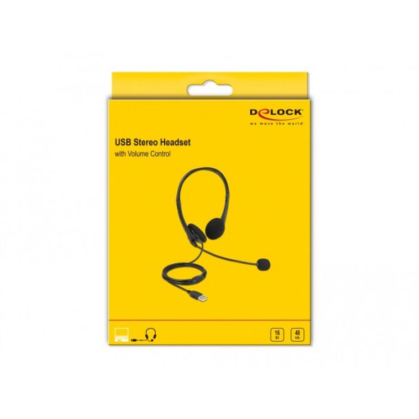 DeLOCK Auricolare stereo USB con controllo del volume per PC e portatile