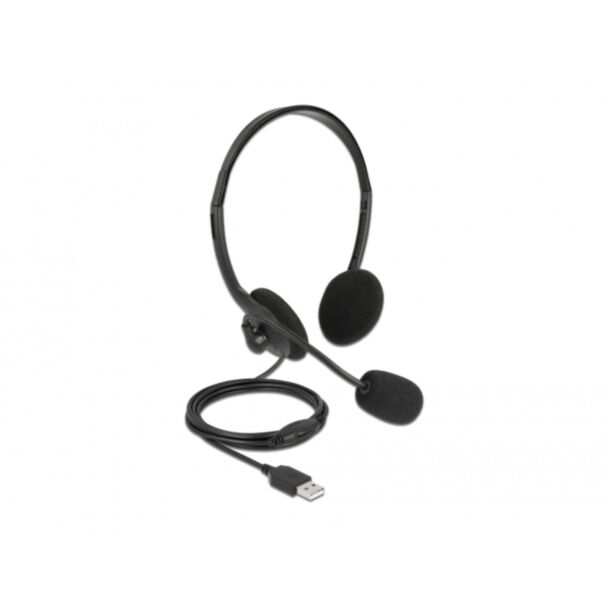 DeLOCK Auricolare stereo USB con controllo del volume per PC e portatile - Ultraleggero