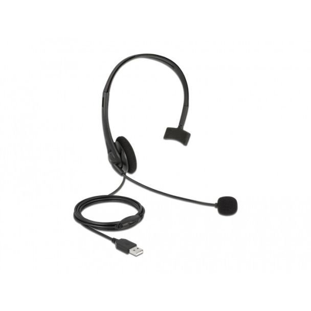 DeLOCK USB Mono Headset with Volume Control for PC and Laptop - Ultra Lightweight