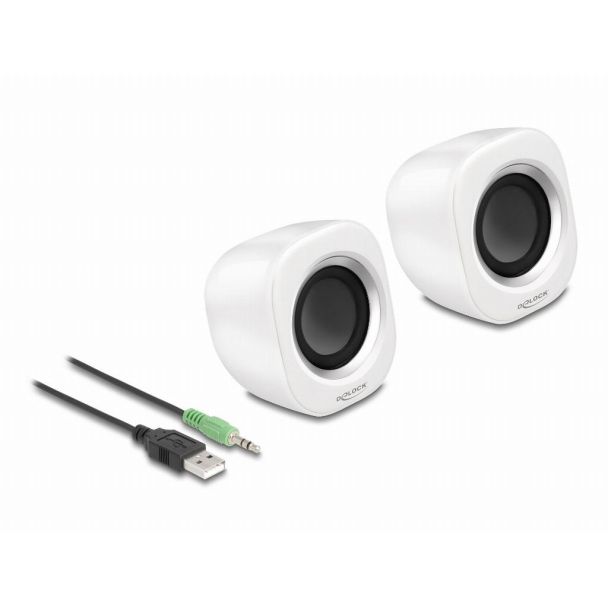 DeLOCK Mini Stereo PC Speaker with 3.5 mm stereo jack male and USB powered