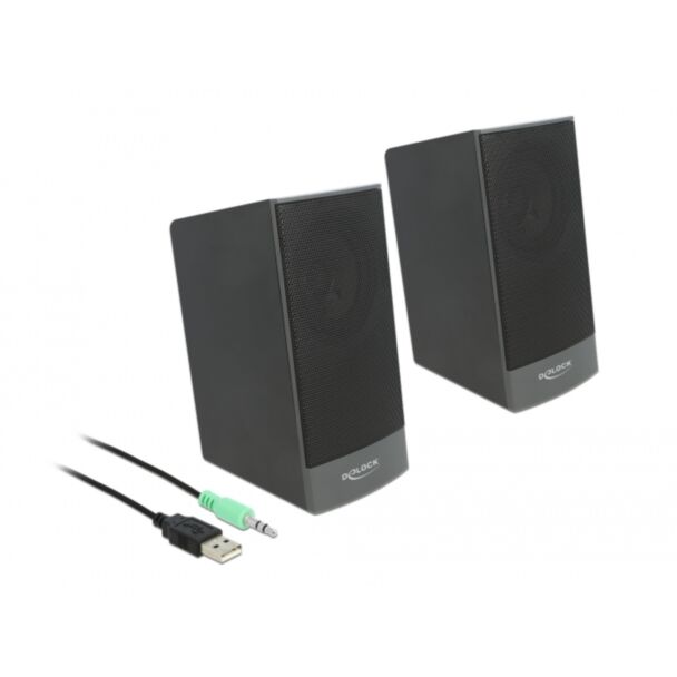 DeLOCK Altoparlante USB Stereo 2.0 con jack stereo da 3,5 mm maschio e alimentazione USB