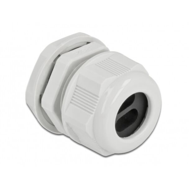 DeLOCK Cable Gland PG21 for flat cable with two cable entries grey 2 pieces
