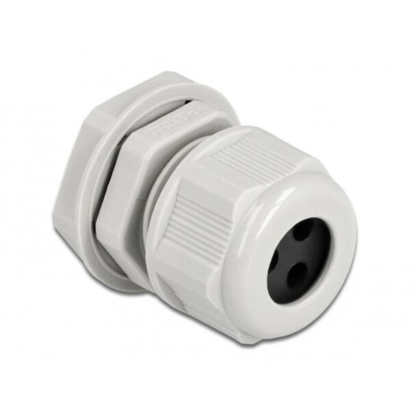 DeLOCK Cable Gland PG13.5 for round cable with three cable entries grey 2 pieces