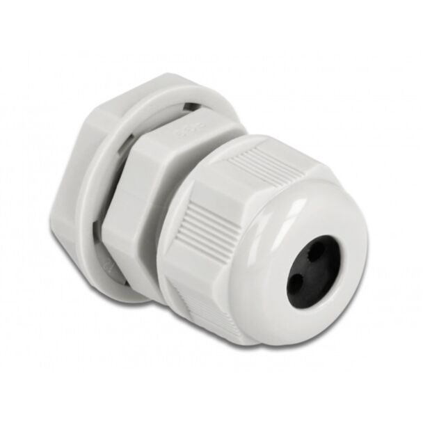 DeLOCK Cable Gland PG9 for round cable with three cable entries grey 2 pieces