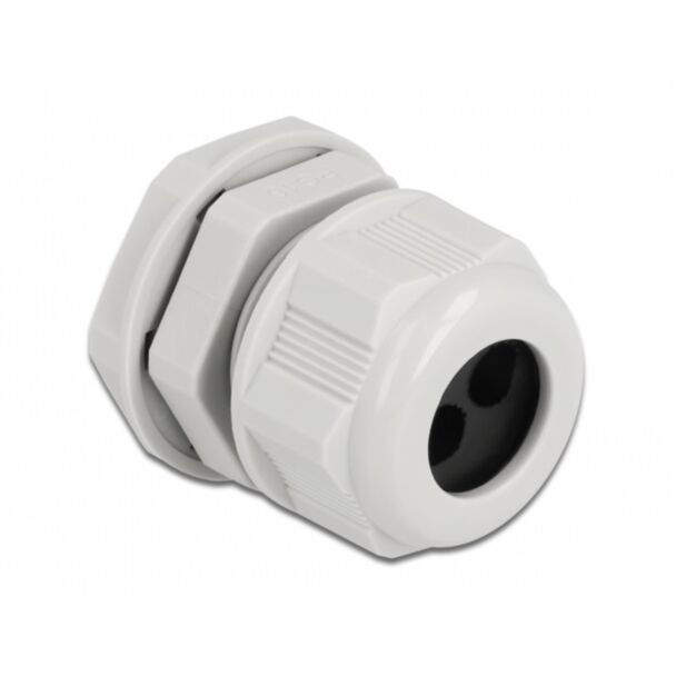DeLOCK Cable Gland PG16 for round cable with two cable entries grey 2 pieces