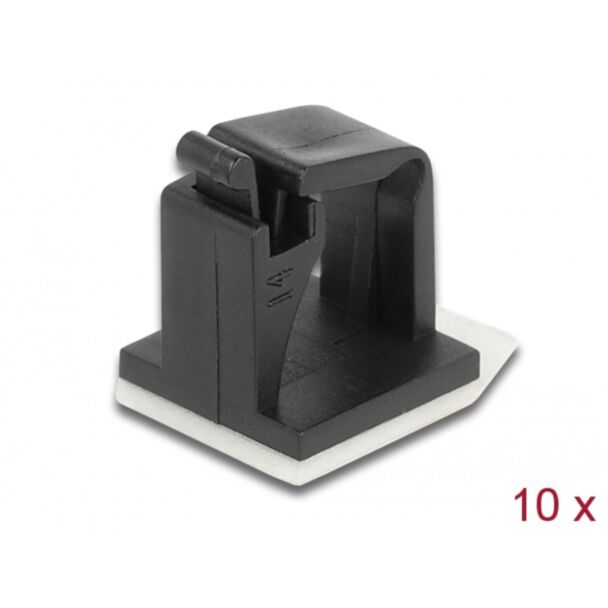 DeLOCK Portacavo con clip di bloccaggio autoadesiva nero 10 pezzi
