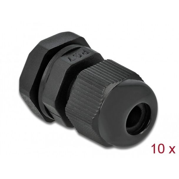DeLOCK Cable Gland PG7 10 pieces black