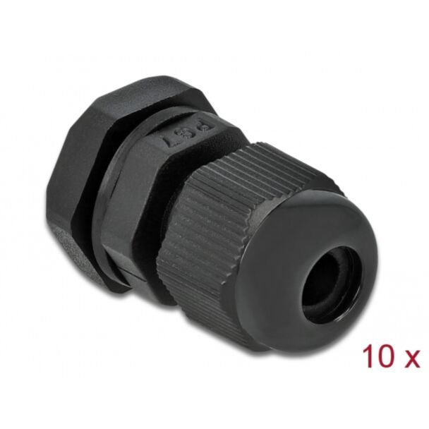 DeLOCK Pressacavo PG7 10 pezzi nero