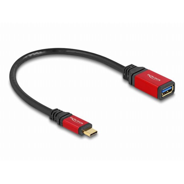 DeLOCK USB 10 Gbps Adapter USB Type-C male to USB Type-A female 15 cm red metal
