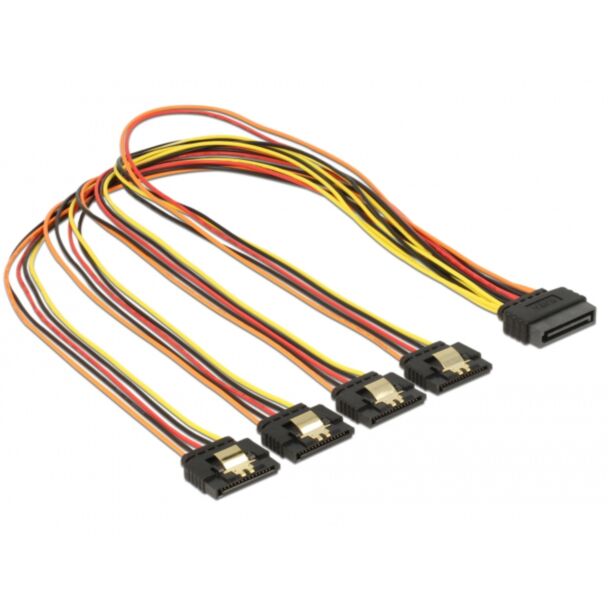 DeLOCK 60158 cavo SATA 0,5 m SATA a 15 pin 4 x SATA 15 pin Multicolore