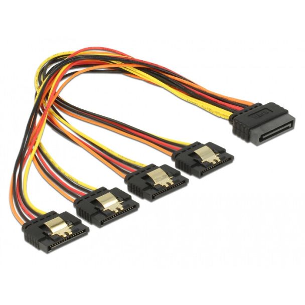 DeLOCK 60157 SATA cable 0.3 m SATA 15-pin 4 x SATA 15-pin Multicolour