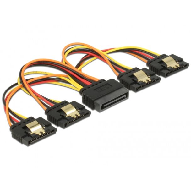 DeLOCK 60156 cavo SATA 0,15 m SATA a 15 pin 4 x SATA 15 pin Multicolore