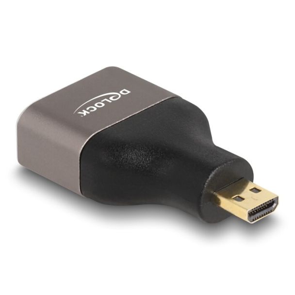 DeLOCK Adattatore HDMI Micro-D maschio per A femmina 8K 60 Hz grigio metallo