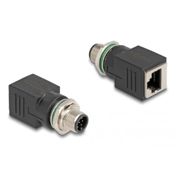 DeLOCK M12 Adattatore a 8 pin maschio A-coded femmina per RJ45 femmina dritto
