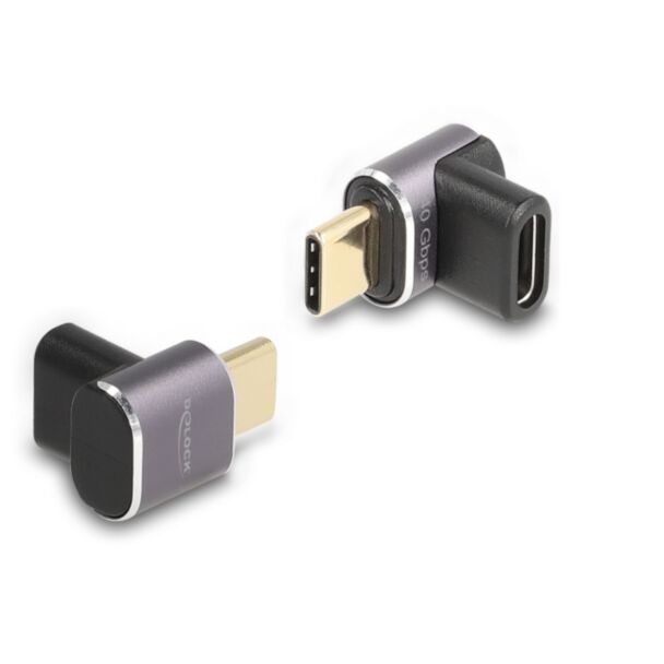 DeLOCK USB Adattatore 40 Gbps USB Type-C PD 3.0 100 W maschio per femmina con angolazione 8K 60 Hz metallo compatto