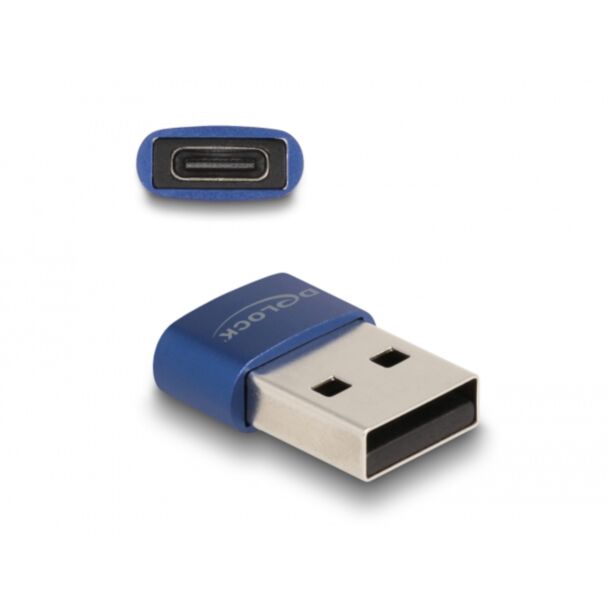 DeLOCK USB 2.0 Adapter USB Type-A male to USB Type-C female blue