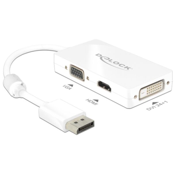 DeLOCK 0.16m DisplayPort/VGA+HDMI+DVI-D 0,16 m VGA (D-Sub)+ HDMI + DVI Bianco