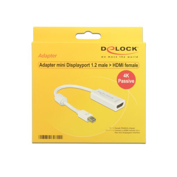 DeLOCK 62614 video cable adapter 0.2 m Mini DisplayPort HDMI Type A (Standard) White
