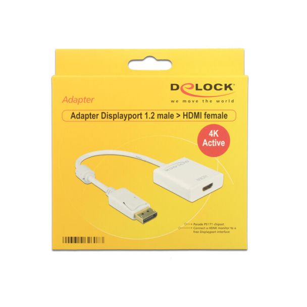 DeLOCK 62608 video cable adapter 0.2 m DisplayPort HDMI Type A (Standard) White