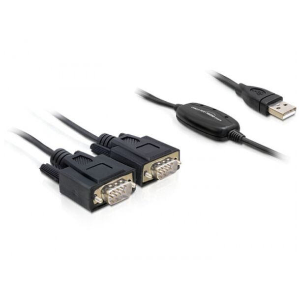 DeLOCK 2x RS232/USB 2.0 cavo seriale Nero USB tipo A 2 x DB-9