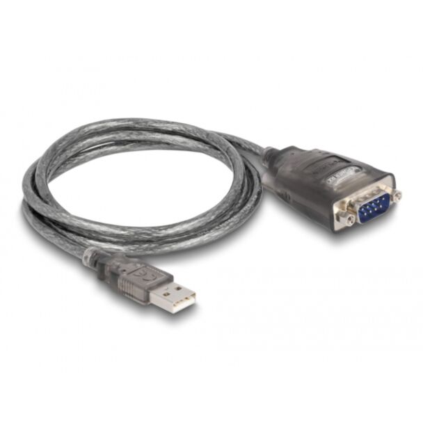 DeLOCK Adapter USB 2.0 Type-A to 1 x Serial RS-232 D-Sub 9 pin male with nuts with 3 x LED 1 m