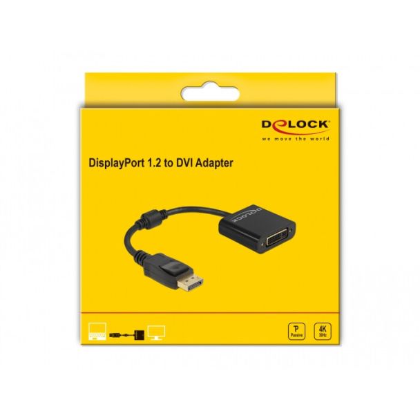 DeLOCK Adattatore DisplayPort 1.2 maschio a DVI femmina 4K passivo nero
