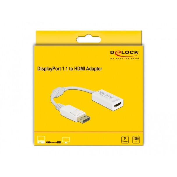 DeLOCK Adattatore DisplayPort 1.1 maschio a HDMI femmina passivo bianco