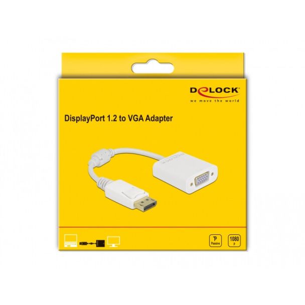 DeLOCK Adattatore DisplayPort 1.2 maschio a VGA femmina bianco