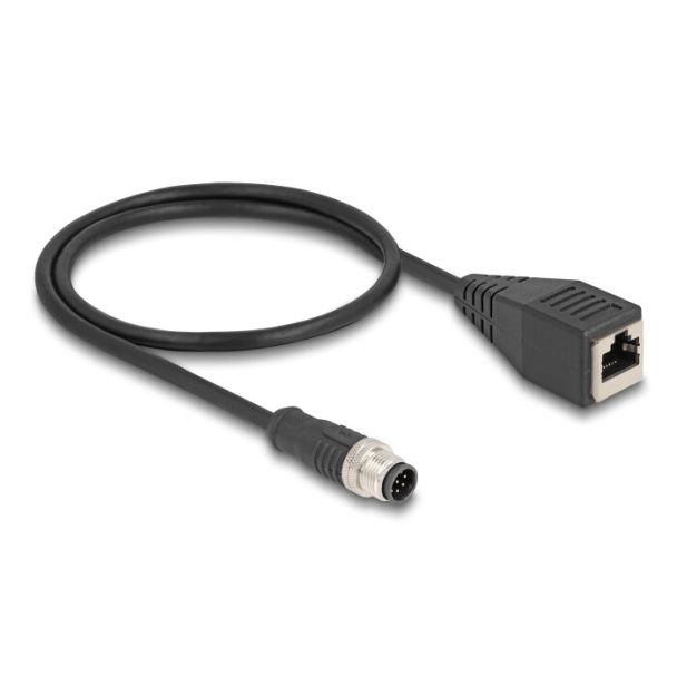 DeLOCK M12 Cable A-coded 8 pin male to RJ45 female PVC 0.5 m
