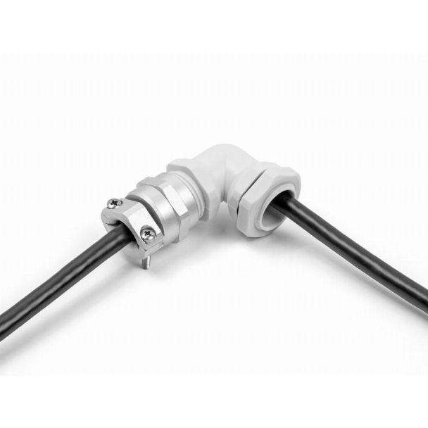 DeLOCK Pressacavo con scarico della trazione e protezione contro le piegature angolato a 90° PG16 grigio