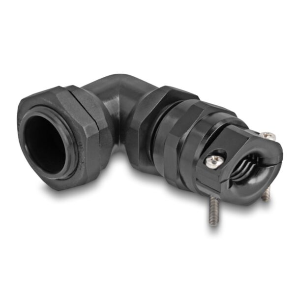 DeLOCK Pressacavo con scarico della trazione e protezione contro le piegature angolato a 90° PG16 nero