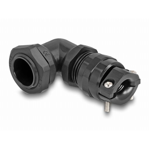 DeLOCK Cable Gland with strain relief and bending protection 90° angled PG13.5 black