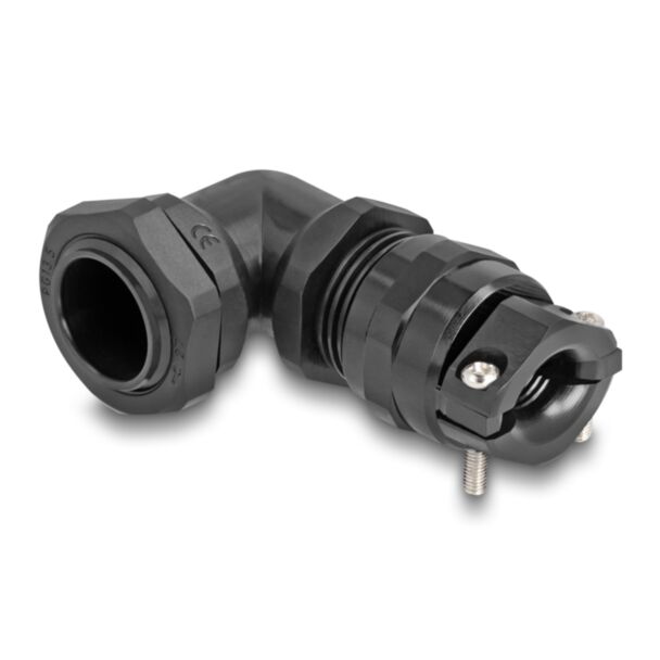 DeLOCK Pressacavo con scarico della trazione e protezione contro le piegature angolato a 90° PG13,5 nero