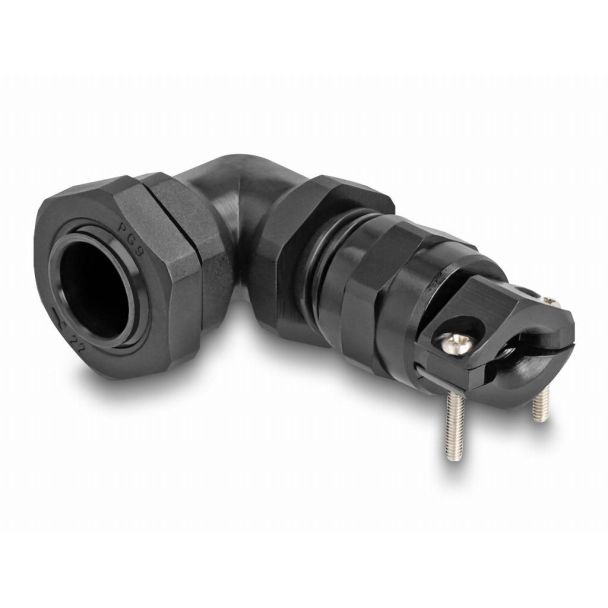 DeLOCK Cable Gland with strain relief and bending protection 90° angled PG9 black