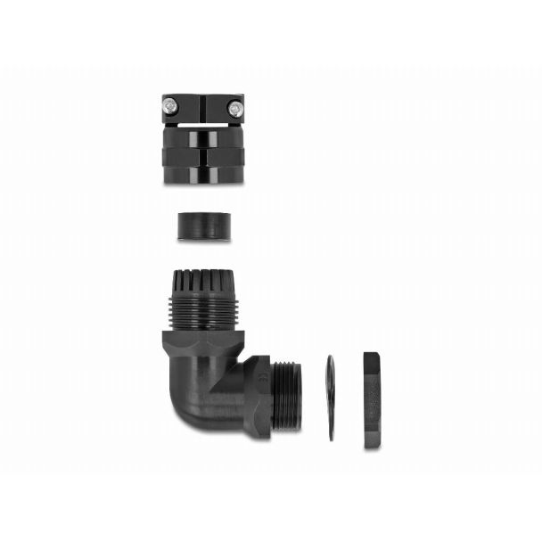 DeLOCK Pressacavo con scarico della trazione e protezione contro le piegature angolato a 90° PG9 nero