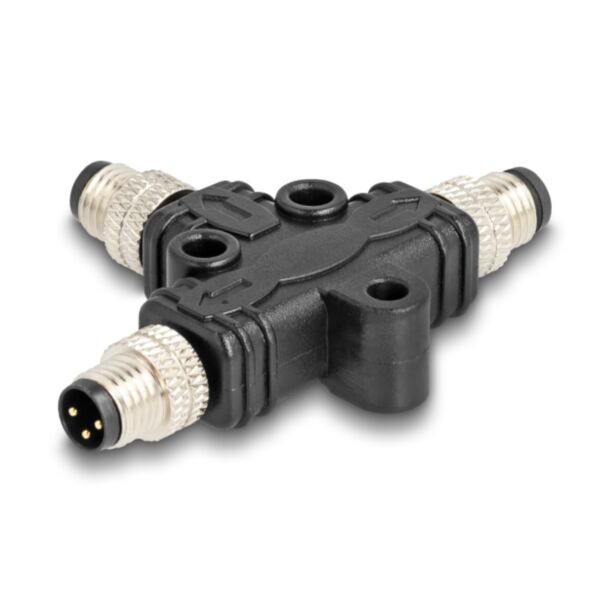 DeLOCK M8 T-Splitter A-coded 3 pin 1 x male to 2 x male parallel connection