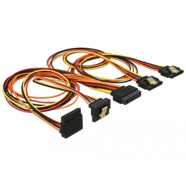 DeLOCK 60149 cavo SATA 0,5 m SATA a 15 pin 4 x SATA 15 pin Nero, Arancione, Rosso, Giallo