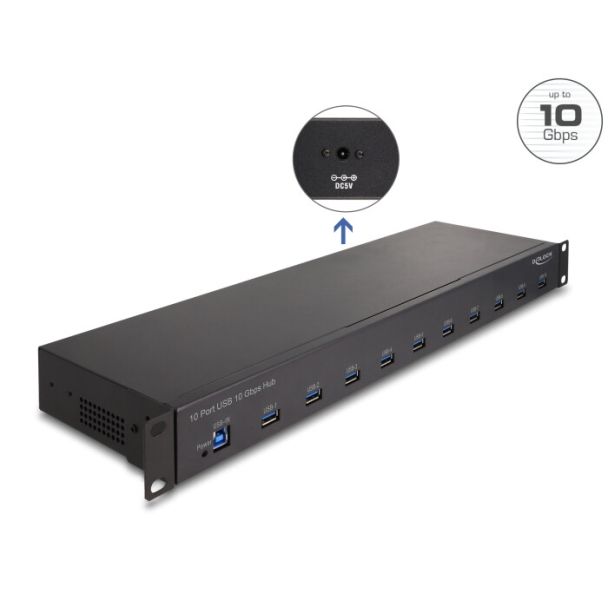 DeLOCK Hub del settore da 19″ 10 x USB 10 Gbps Tipo-A