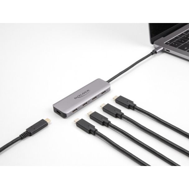 DeLOCK USB 5 Gbps Hub a 4 porte USB Type-C con connettore USB Type-C