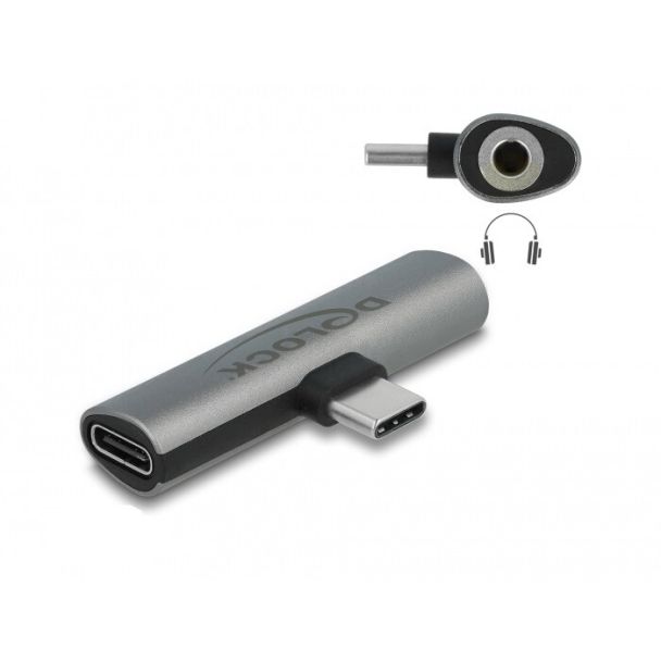 DeLOCK Audio Adapter USB Type-C to Stereo Jack female and USB Type-C PD grey