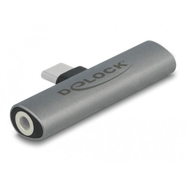 DeLOCK Adattatore audio USB Type-C per Jack femmina Stereo e USB Type-C PD grigio