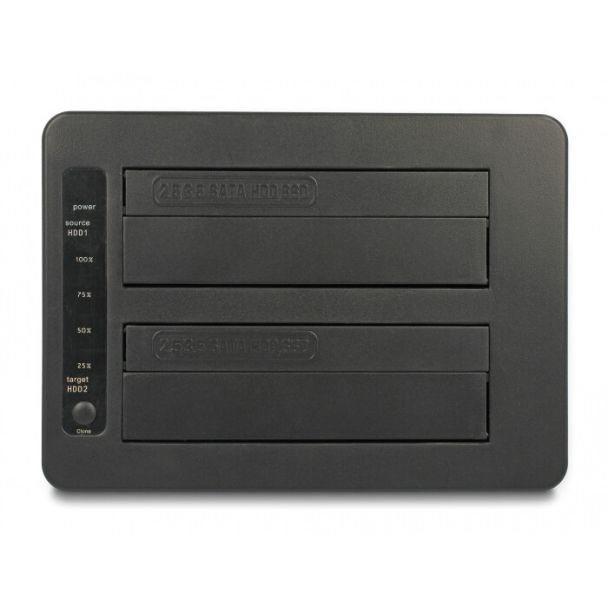 DeLOCK Doppia docking station USB per 2 x HDD / SSD SATA con funzione di clonazione e lettore di schede + porta USB aggiuntiva